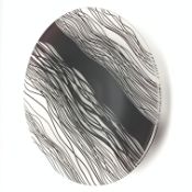 Gillies Jones Rosedale glass plateau 'Rain VI' with cut overlay decoration in black on a clear