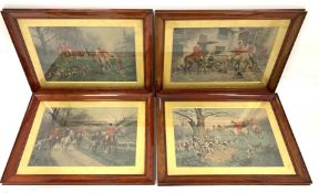 After George Wright (British 1860-1942): Fox Hunting, four lithographs hand coloured 34cm x 50cm,