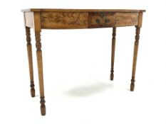 George IV satin birch side table, with shaped front, faux frieze drawer,