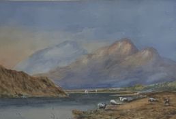 William Gershom Collingwood (British 1854-1932) -' Lake and Mountain Landscape' watercolour