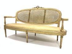 19th century French Louis XVI style gilt wood and bergere settee,