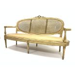 19th century French Louis XVI style gilt wood and bergere settee,