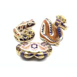 Royal Crown Derby 'Frog', 'Crab' and 'Dragon' paperweights,