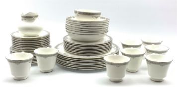 Royal Doulton 'York' pattern tableware including tea cups and saucers, dinner plates, sugar bowl,