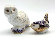 Royal Crown Derby 'Snowy Owl' exclusively for The Royal Crown Derby Collectors Guild and 'Wren'