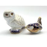 Royal Crown Derby 'Snowy Owl' exclusively for The Royal Crown Derby Collectors Guild and 'Wren'