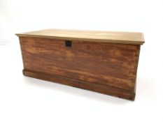 Victorian stained pine blanket box, on skirted base, W100cm, H40cm,