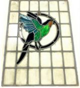 Stained and leaded glass window panel with bird design - appeared in the film 'The Voice' 93cm x
