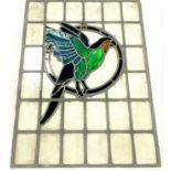 Stained and leaded glass window panel with bird design - appeared in the film 'The Voice' 93cm x