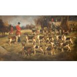 Cuthbert Bradley (British 1861-1943) 'Belvoir Hunt' oil on canvas with The Master of Hounds