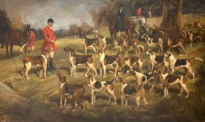 Cuthbert Bradley (British 1861-1943) 'Belvoir Hunt' oil on canvas with The Master of Hounds