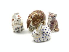 Royal Crown Derby 'Armadillo', 'Kitten', 'Rabbit' and 'Squirrel' paperweights,