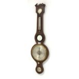 19th century mahogany cased barometer, broken arch pediment,