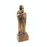 Standing carved wood figure of the Madonna and Child,