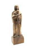 Standing carved wood figure of the Madonna and Child,