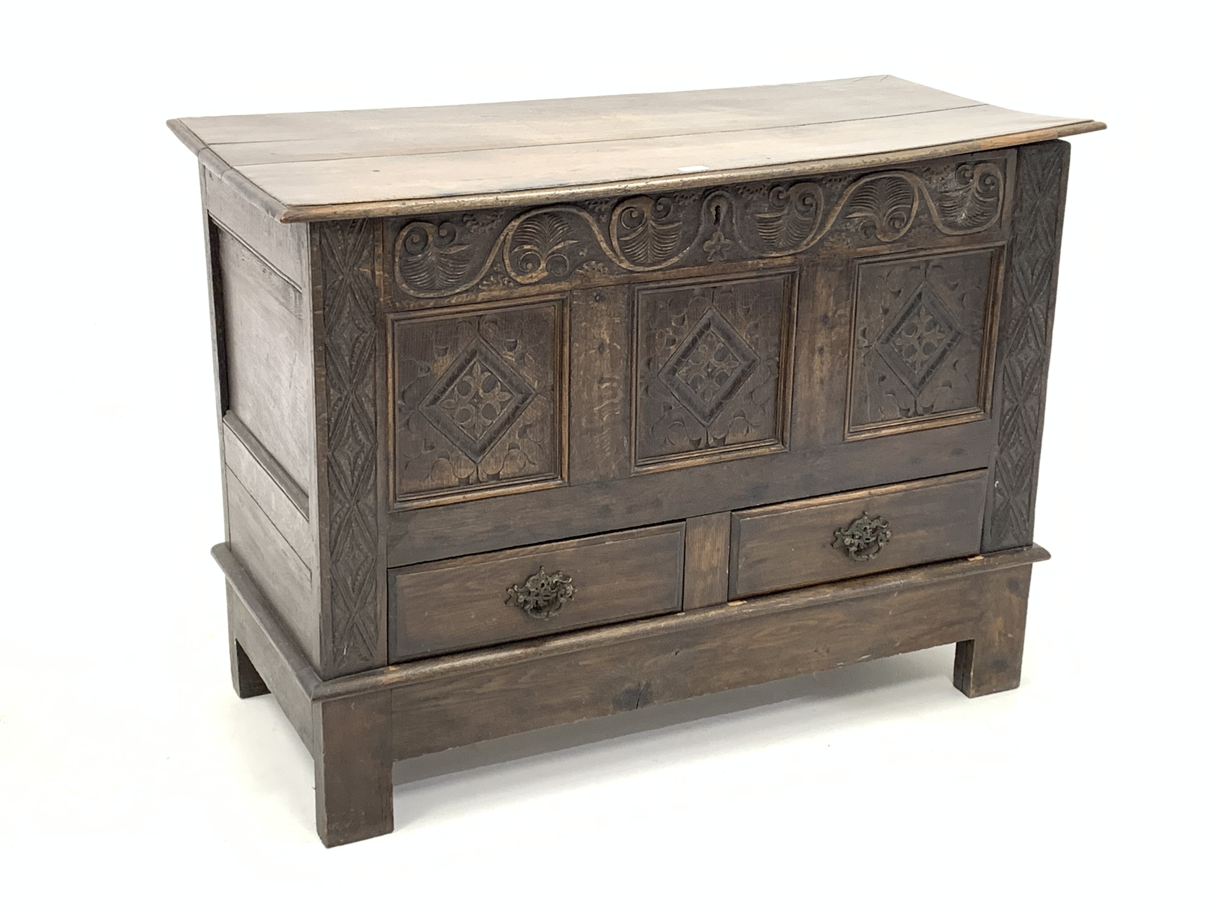 18th century oak mule chest, - Image 2 of 3