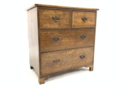 Small Georgian oak chest of two short and two long graduating drawers, W84cm, H86cm,