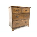 Small Georgian oak chest of two short and two long graduating drawers, W84cm, H86cm,