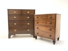 19th century oak chest, three long an two short graduated drawers, bracket feet,
