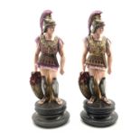 Near pair of composition figures of Roman soldiers H76cm Condition Report & Further