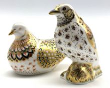 Royal Crown Derby 'Turtle Dove' and 'Song Thrush' paperweights,