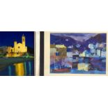 Richard Tuff - Coloured print 'Port Isaac' 43cm x 60cm and Colina - Spanish Coastal Scene,