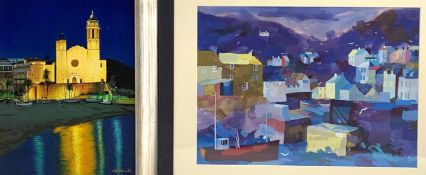 Richard Tuff - Coloured print 'Port Isaac' 43cm x 60cm and Colina - Spanish Coastal Scene,