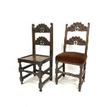 Early 18th century Derbyshire oak country chair, with scroll carved back,