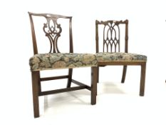 George III mahogany side chair of Gothic design, with pierced and arched splat back,