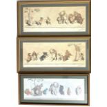 Three French humorous canine prints,