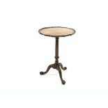 19th century mahogany tilt top occasional table, circular top with pie crust edge,