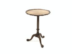 19th century mahogany tilt top occasional table, circular top with pie crust edge,