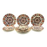 Six Royal Crown Derby dinner plates, six side plates and a bon bon dish,