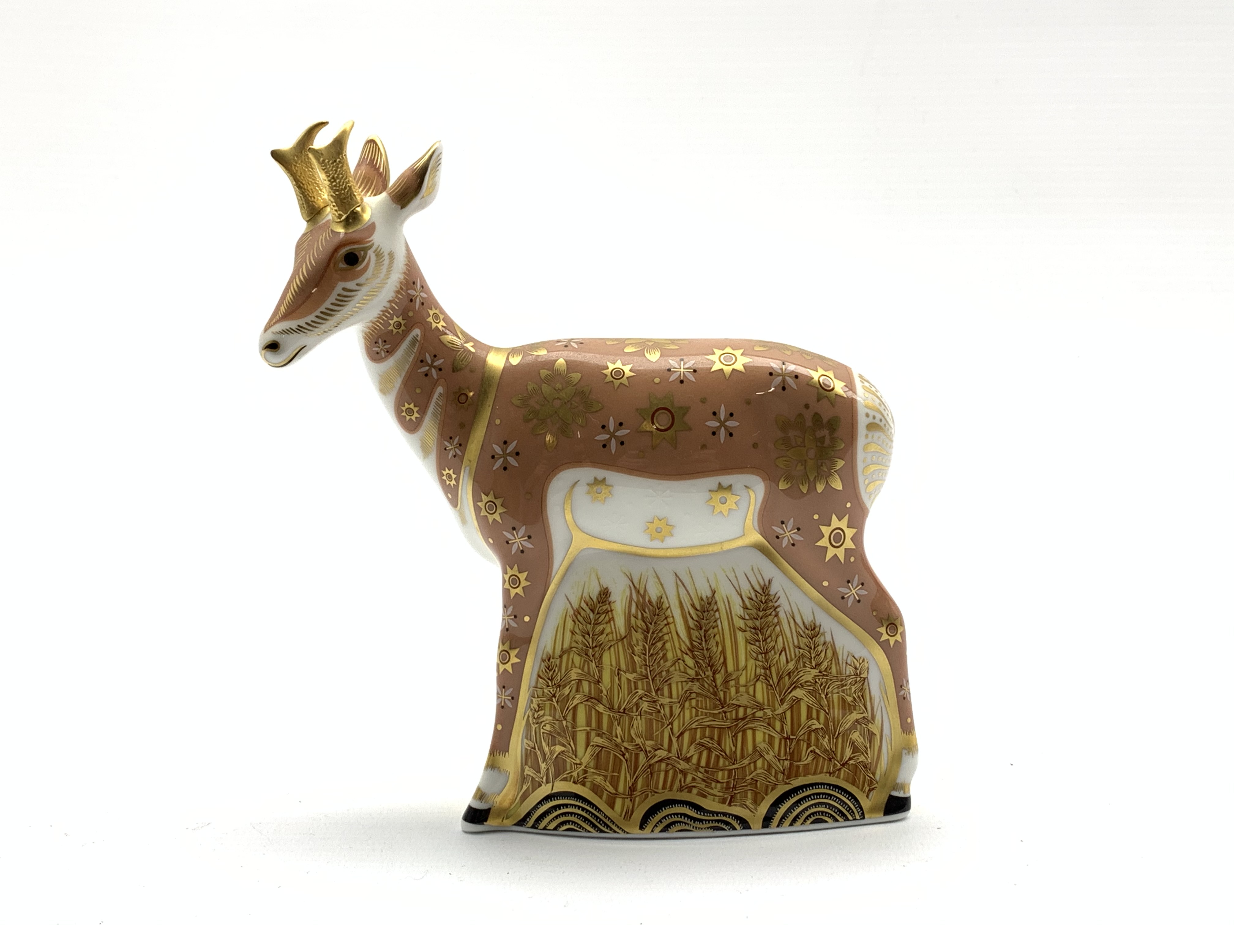 Royal Crown Derby 'Pronghorn Antelope' paperweight, limited edition 624/950,