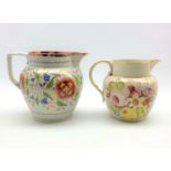 Early 19th Century Spode jug painted with flower heads and sprays with loop handle H18cm and