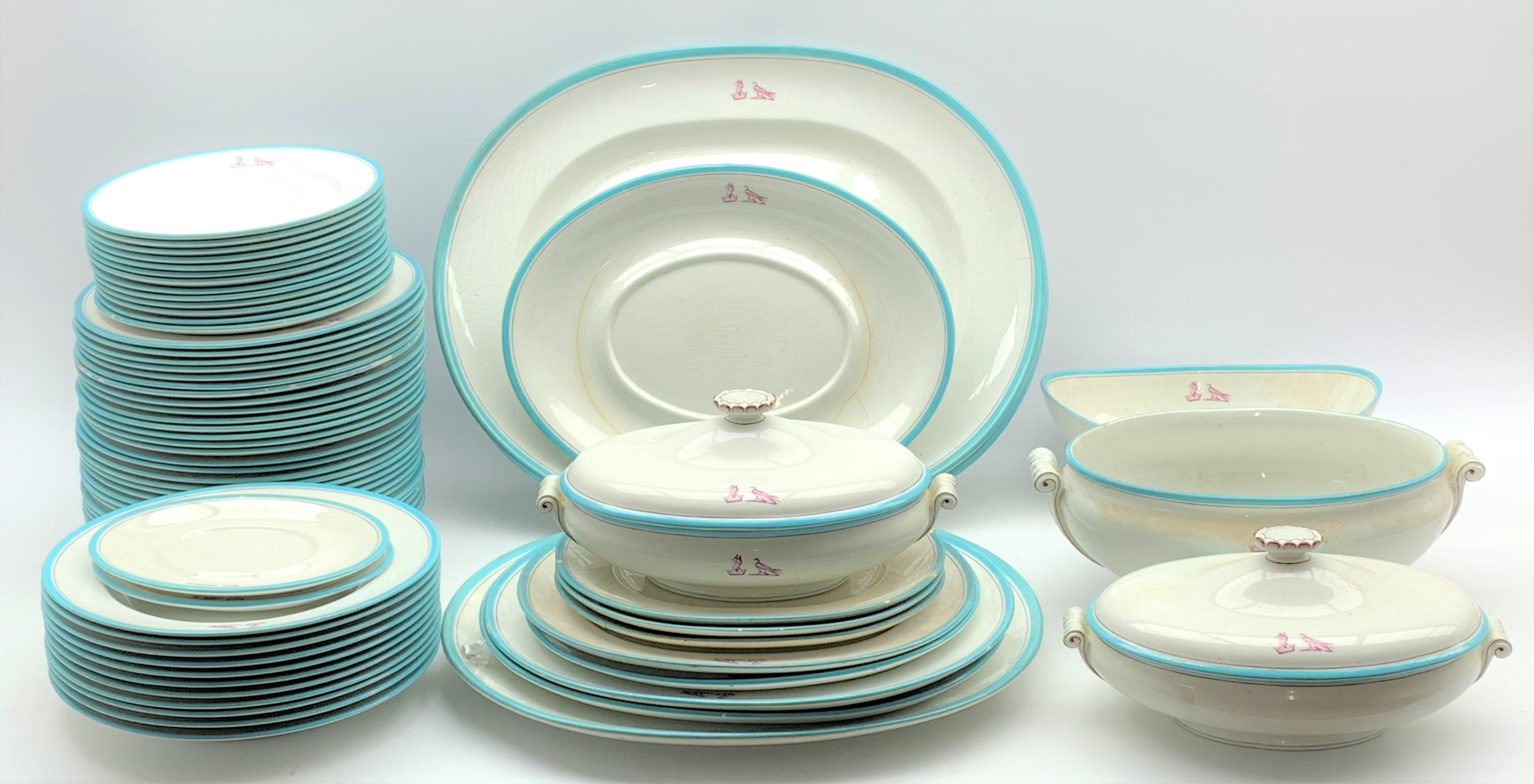 Victorian Wedgwood dinner service with the retailers mark of Thomas Goode decorated with a crest to