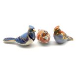 Royal Crown Derby 'Waxwing', 'Blue Jay' and 'Pheasant' paperweights,