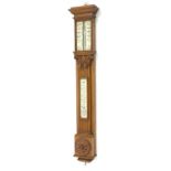 Victorian stick barometer and thermometer, by 'Negretti and Zambra' with ivory registers,
