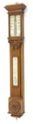 Victorian stick barometer and thermometer, by 'Negretti and Zambra' with ivory registers,