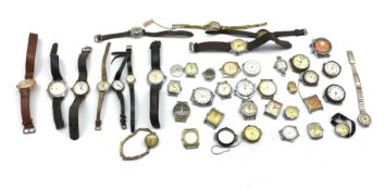 Quantity of wristwatches including some silver cased, trench watches, mechanical, Timex,