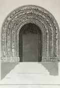 Architectural engraving titled 'South door-way of Malmsbury Abbey Church' from 'Vetusta Monumenta,