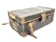 Canvas and leather bounded cabin trunk, L82cm, D46cm,