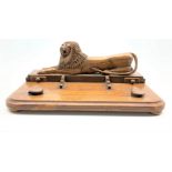 Italian Prisoner of war wooden ink stand with a carved lion,