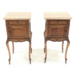Pair 20th century oak bedside cupboards,