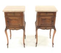 Pair 20th century oak bedside cupboards,