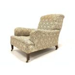 Howard & sons deep armchair, upholstered in original Bridgewater 'HS' patterned fabric,
