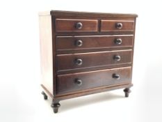 Miniature Victorian mahogany chest of four long graduated drawers,