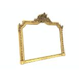 George III style gilt plaster wall mirror, bevelled plate, leaf scroll and beaded detail,