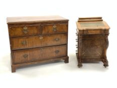 18th century cross banded walnut chest of two short and two long graduating drawers,