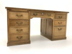 Early 20th century oak twin pedestal desk,